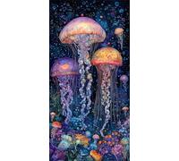 Paint by Numbers for Adults, Jellyfish Colorful Painting by Numbers for Adults Children, Acrylic Pigment On Symbols Canvas, Craft Kits Perfect Gifts, Home Wall Decortion (Frameless, 12x24in) O-736