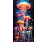 Paint by Numbers for Adults Jellyfish Paint by Numbers Seabed DIY Canvas Oil Painting Kit for Kids or Beginner with Paint Brushes Acrylic Pigment, Home Room Decor 36x72in/90x180cm Without Frame F1-693