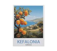 Paint by Numbers for Adults，Kefalonia Vintage travel poster，DIY Oil Painting Kits for Adults Kids without Frame with Brushes and Acrylic Pigment Paint by Numbers Canvas Arts Crafts (40x50cm）-AW19