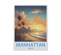 Paint by Numbers for Adults Kids Beginner,Manhattan Beach,DIY Acrylic Painting by Numbers Kits with Brushes Acrylic Pigment Home Decoration Brithday Gifts(40x50cm) 15.7x19.6 inches-FH76