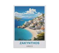 Paint by Numbers for Adults Kids Beginner，Zakynthos Greece Vintage Travel Posters，DIY Acrylic Painting by Numbers Kits with Brushes Acrylic Pigment Home Decoration Brithday Gifts(30x40cm) -BZ35