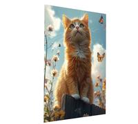 Paint by Numbers for Adults kids Cat, Painting by Numbers for Adults with Acrylic Paint and Brushes Butterfly Color Canvas for Painting 20” x 14” Wall Art Supplies for Room Decor Gifts Model-07545