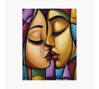 Paint by Numbers for Adults Kiss Paint by Numbers Kits 22 x 16 in with Acrylic and Pens Color Canvas for Painting, Abstract Paintings Hobbies for Adults Women, Wall Art Room Decor Gifts FYH-8817