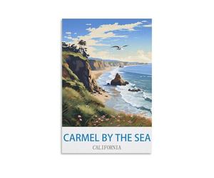 Paint by Numbers for Adults Kits Carmel by The Sea California DIY Paint by Numbers on Canvas Landscape Drawing Artwork Picture for Home Decor 50x60cm