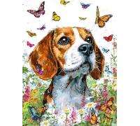 Paint by Numbers for Adults Kits, Dog Butterfly Painting by Number Kits On Canvas, Without Frame DIY Color Oil Painting Acrylic Paints for Boys Girls Kids Gifts, Home Wall Decor Crafts 50x65cm B-189