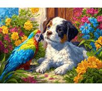 Paint by Numbers for Adults Kits, Dog Parrot Painting by Number Kits On Canvas, Without Frame DIY Color Oil Painting Acrylic Paints for Boys Girls Kids Gifts, Home Wall Decor Crafts 30x40cm B-193