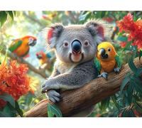 Paint by Numbers for Adults Koala Paint by Numbers Parrot Painting Kits on Canvas, Crafts for Adults DIY Oil Hand Painting Kit, Acrylic Drawing Paintwork, Home Wall Decor Gifts 30x50cm E1-1568