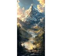 Paint by Numbers for Adults, Lake Mountain Painting by Numbers for Adults Children, Acrylic Pigment On Clear Symbols Colored Canvas, Craft Kits Gifts, Home Wall Decortion (Frameless, 12x24in) O-176