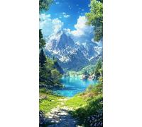 Paint by Numbers for Adults, Lake Mountain Painting by Numbers for Adults Children, Acrylic Pigment On Clear Symbols Colored Canvas, Craft Kits Gifts, Home Wall Decortion (Frameless, 8x16in) O-174