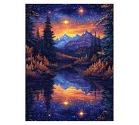 Paint by Numbers for Adults, Lake Painting by Numbers Canvas for Children Wall Art Supplies 54x40 In, DIY Starry Sky Colorful Canvas Painting Adult Crafts for Room Decor and Gifts for Women LSJ-3011