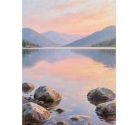 Paint by Numbers for Adults Lake Sky Paint by Numbers, DIY Painting by Number Kits On Canvas with Acrylic Paints Brushes, Relaxing Art Hobby, Creative Home Wall Decor, Gifts for Women 12x16in YT6-33