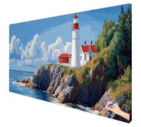 Paint by Numbers for Adults Landscape 100x40cm Large Lighthouse Painting by Numbers for Adults Beginner DIY Color Oil Paintings on Canvas Kits with Acrylic Paints Brushes Autumn Decorations Gifts B-04