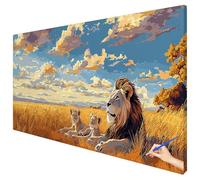 Paint by Numbers for Adults Landscape 150x60cm Large Lion Painting by Numbers for Adults Beginner DIY Color Oil Paintings on Canvas Kits with Acrylic Paints Brushes for Autumn Decorations Gifts O-17