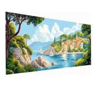 Paint by Numbers for Adults Landscape, 24x56 Inch Village Paint by Numbers Kits for Adults/Beginner/Kids, DIY Oil Painting Acrylic Paints Kits, Canvas Art Kits for Gifts Wall Decor, without Frame O-34