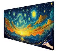 Paint by Numbers for Adults Landscape 70x30cm Large Starry Night Painting by Numbers for Adults Beginner DIY Color Oil Paintings on Canvas Kits with Acrylic Paints Brushes Autumn Decorations Gift A-27