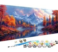 Paint by Numbers for Adults Landscape,Adult Paint by Numbers Canvas Kits,Snow Mountain Painting by Number for Kids,DIY Adult Crafts Hand Painted Oil Painting for Halloween Room Decor,8x16 inch Z-146