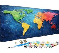 Paint by Numbers for Adults Landscape,Adult Paint by Numbers Canvas Kits,World Map Painting by Number for Kids,DIY Adult Crafts Hand Painted Oil Painting Kit for Halloween Room Decor,36x71 in Z-883