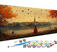 Paint by Numbers for Adults Landscape, Adult Paint by Numbers Canvas Kits, Zen Painting by Number for Kids, DIY Adult Crafts Hand Painted Oil Painting Kit for Halloween Room Decor, 20x40 inch Z-358