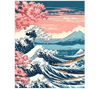 Paint by Numbers for Adults Landscape, Japanese Style Paint by Numbers, Ocean Waves Paint by Numbers Kits for Gifts and Home Wall Decor 16x20 Inch
