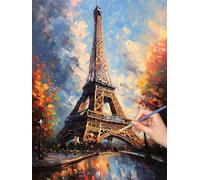 Paint by Numbers for Adults Landscape, Paint by Numbers Canvas Kits for Adults, 3 Nylon Brushes, Paris Painting by Number Kits for Children, Wall Art for Home Decor, Gifts for Women 40x50cm, -8321