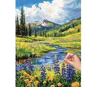 Paint by Numbers for Adults Landscape, Paint by Numbers Canvas Kits for Adults, 3 Nylon Brushes, River Painting by Number Kits for Children, Wall Art for Home Decor, Gifts for Women 90x120cm, -8195