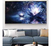 Paint by Numbers for Adults Landscape Paint by Numbers Lotus, DIY Paint by Numbers for Children Beginner,with 3 Paint Brushes Acrylic Pigment for Wall Decoration Woman Gift 40x80cm (Frameless) XJ-91