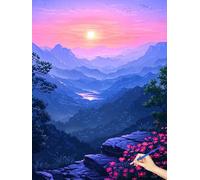 Paint by Numbers for Adults Landscape Paint by Numbers Mountain Kits for Children Beginners Hobbies for Adults Women, DIY Acrylic Pigment Canvas Oil Paintings Art Kits Halloween Decor 50x70cm A-75