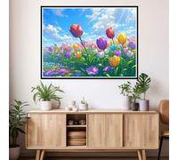 Paint by Numbers for Adults Landscape Painting by Numbers, DIY Hobbies for Adults Women Paint by Number Tulip Canvas Oil Painting Kits with Brushes and Acrylic for Christmas Decorations 30x40cm 2y-208