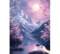 Paint by Numbers for Adults Landscape Painting by Numbers for Adults Beginner DIY Flowers Color Oil Painting on Canvas Art and Craft Kits Autumn Decorations Gifts for Women Without Frame 50x70cm E-63