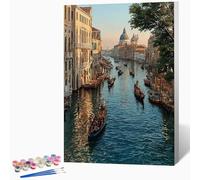 Paint by Numbers for Adults Landscape Painting by Numbers for Adults City, Craft Art Painting Canvas Kits Bring Pigment and Brushes, Gifts for Women, Room Decor 16x20 inch (Without Frame) -LKF0722MT