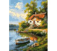 Paint by Numbers for Adults Landscape Painting by Numbers for Children Kits On Canvas Boat DIY Color Oil Painting Art Crafts Acrylic Pigment Drawing, Home Wall Decor, Without Frame 30x40cm S0-167