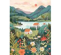 Paint by Numbers for Adults Landscape Painting by Numbers for Children Kits On Canvas Mountain DIY Color Oil Painting Art Crafts Acrylic Pigment Drawing, Home Wall Decor, Without Frame 70x90cm S0-209