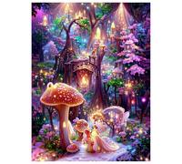 Paint by Numbers for Adults, Landscape Painting by Numbers Kits On Canvas with Paint Brushes, DIY Mushroon Color Oil Painting Craft Art for Home Wall Decor 12x16Inch