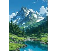 Paint by Numbers for Adults Landscape Painting by Numbers Snow Mountain Canvas Kits with Acrylic Paint Brushes Hobbies for Adults Women DIY Craft Oil Paintings Art Kits, Home Room Decor 20x30cm S-377