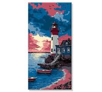 Paint by Numbers for Adults, Large Painting by Numbers Lighthouse Sea DIY Beginners Kits, Canvas With Paint Brushes and Acrylic Pigment Drawing, Room Decor, Gifts for Women (Frameless) 20x40in s0h-320