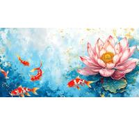 Paint by Numbers for Adults, Large Painting by Numbers Lotus Fish DIY Kids Beginners Kits, With Paint Brushes and Acrylic Pigment Drawing Paintwork, Home Decor Girls Gifts (Frameless) 28x56in L-43