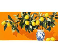 Paint by Numbers for Adults Lemon DIY Paint by Number Blue And White Porcelain Painting by Numbers for Beginners, Acrylic Canvas Painting Art Crafts for Adults, Home Decor,Gifts 50X100CM Without Frame