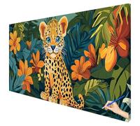 Paint by Numbers for Adults Leopard 70x30cm Large Plants Painting by Numbers for Adults Beginner DIY Color Oil Paintings on Canvas Kits with Acrylic Paints Brushes for Autumn Decorations Gifts N-52