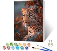 Paint by Numbers for Adults Leopard, Animal Paint by Numbers Kits with Frame, DIY Arts and Crafts for Beginners Oil Paintings with Brushes and Acrylic, for Room Decor, Gifts for Women, 40x54in P-9570