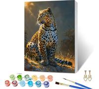 Paint by Numbers for Adults Leopard, Animal Paint by Numbers Kits with Frame, DIY Arts and Crafts for Beginners Oil Paintings with Brushes and Acrylic, for Room Decor, Gifts for Women, 24x36in 4-6105