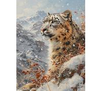 Paint by Numbers for Adults Leopard Paint by Numbers for Children Snow, DIY Colorful Canvas Oil Painting Kits Hobbies for Adults Women Paintings Arts for Home Wall Decor with Frame 100x135cm B-1220