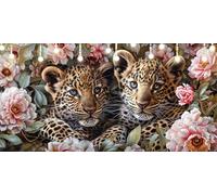 Paint by Numbers for Adults Leopard Paint by Numbers Kits Peony DIY Canvas Oil Painting Kit 40X100cm for Kids or Beginner with Brushes Acrylic Pigment, Without Frame, Halloween Decorations Gift L6-471