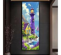 Paint by Numbers for Adults Lighthouse Paint by Numbers Cottage, Canvas Painting by Numbers for Adults Beginners, DIY Acrylic Oil Painting Kits Crafts for Home Wall Decor 30x90 cm/12x36 Inch, No Frame
