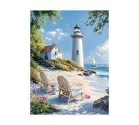 Paint by Numbers for Adults Lighthouse Paint by Numbers Kits Beach, Hobbies for Adults Women Art Supplies 32 x 24Inch, Wall Art Crafts Color Canvas for Painting, Home Decor Gifts for Women 2YH-13849