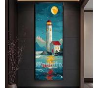 Paint by Numbers for Adults Lighthouse Paint by Numbers Landscape, Canvas Painting by Numbers for Adults Beginners, DIY Acrylic Oil Painting Kits Crafts, Home Wall Decor 20x60 cm/8x24 Inch, No Frame
