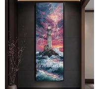 Paint by Numbers for Adults Lighthouse Paint by Numbers Lightning, Canvas Painting by Numbers for Adults Beginners, DIY Acrylic Oil Painting Kits Crafts, Home Wall Decor 40x120 cm/16x47 Inch, No Frame
