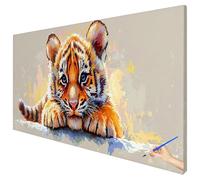 Paint by Numbers for Adults Lion 120x50cm Large Tiger Painting by Numbers for Adults Beginner DIY Color Oil Paintings on Canvas Kits with Acrylic Paints Brushes Autumn Decorations Gifts for Women O-43