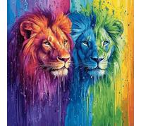 Paint by Numbers for Adults Lion Paint by Numbers Art Pattern Design, Acrylic Paintngs On Clear Symbols Colored Canvas, Easy DIY Acrylic Pigment Drawing Paintwork for Home Wall Decor, Gifts 80X80CM