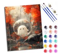 Paint by Numbers for Adults Little Ghost in The Bubble Painting by Numbers for Adults DIY Canvas Kits Crafts Kits for Relax and De-Stress Gift Home Decoration with Frame
