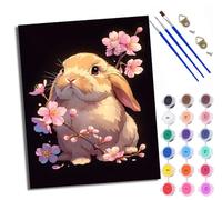 Paint by Numbers for Adults Little rabbit in the flower branch Painting by Numbers for Adults DIY Canvas Kits Paint by Number Crafts Kits for Relax and De-Stress Gift Home Decoration 16x20 inch